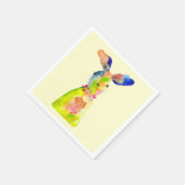 Süßer Osterhase Wasserfarben Kunst Serviette (Ecke)