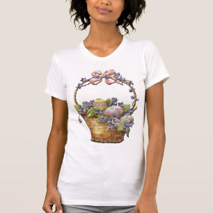 Süßer Osterkorb auf weißem T-Shirt