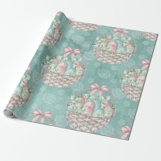 Süßer Osterkorb Geschenkpapier (Ungerollt)