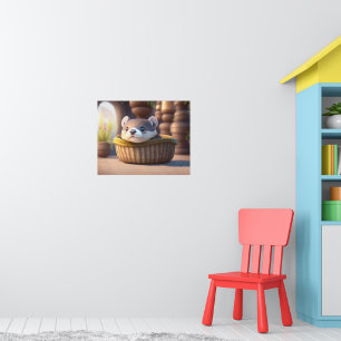 Süßer Otter-Baby in einem Korb Poster
