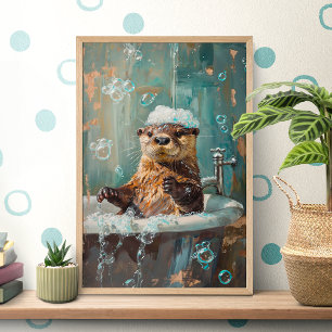 Süßer Otter im Badeblasen Poster