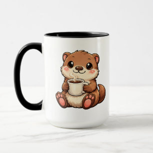 Süßer Otter mit Kaffee – Gemütliches Kawaii-Tier Tasse