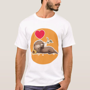 Süßer Otter mit Spaßblume T-Shirt