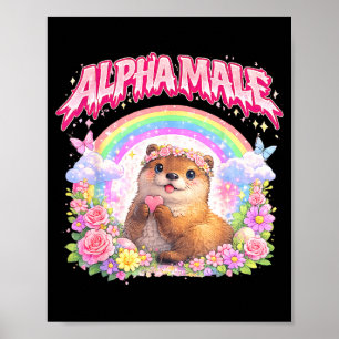 Süßer Otter Regenbogen-Blumen lustig für Männer Fr Poster