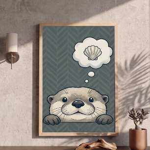 Süßer Otter träumt von Muschel-Nursery-Art-Poster Poster