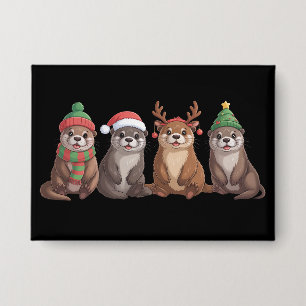 Süßer Otter Weihnachten Lustige Xmas Lichter Tier Button