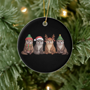 Süßer Otter Weihnachten Lustige Xmas Lichter Tier Keramik Ornament