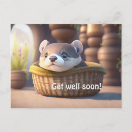 Süßer Otterbaby in einem Korb - personalisierbar Postkarte