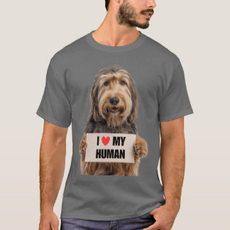 Süßer Otterhound-Hund mit Schild Ich liebe meinen T-Shirt