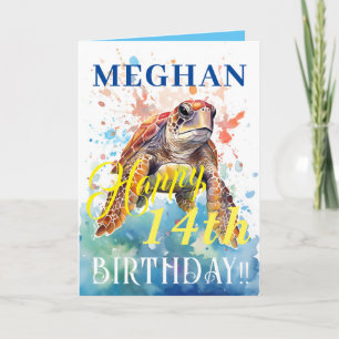 Süßer Ozean und glücklicher Geburtstag-Schildkröte Feiertagskarte