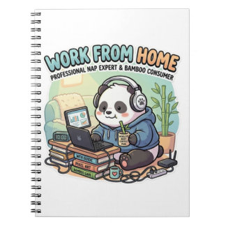 Süßer Panda arbeitet von zu Hause aus Notizblock
