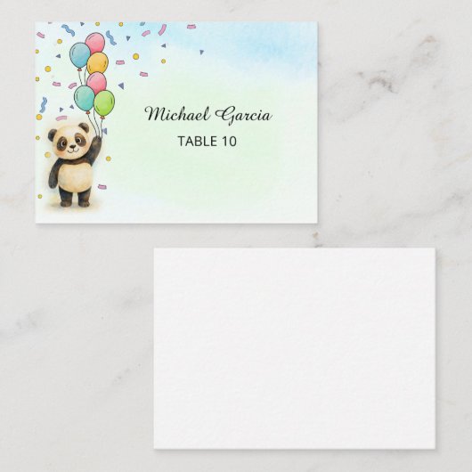 Süßer Panda-Ballon 1. Geburtstag  Platzkarte (Vorne/Hinten)