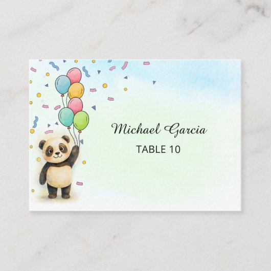 Süßer Panda-Ballon 1. Geburtstag Platzkarte (Vorderseite)