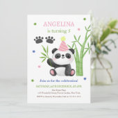 Süßer Panda-Bambus-Geburtstag Einladung (Stehend Vorderseite)