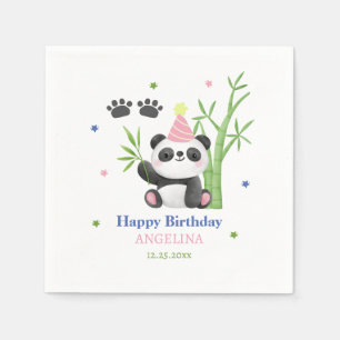 Süßer Panda-Bambus-Geburtstag Serviette