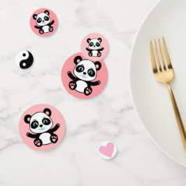 Süßer Panda-Bär auf Rosa Konfetti