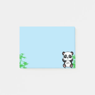 Süßer Panda-Bär & Bambus auf Hellblau Post-it Klebezettel