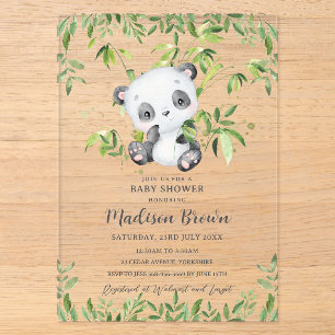 Süßer Panda Bär Bambus Grünzeug Babyparty Acryleinladungen
