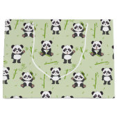 Süßer Panda-Bär-Bambus-Kawaii-Tiermuster Große Geschenktüte (Vorderseite)