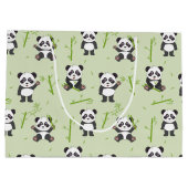 Süßer Panda-Bär-Bambus-Kawaii-Tiermuster Große Geschenktüte (Rückseite)