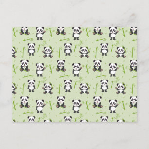 Süßer Panda-Bär-Bambus-Kawaii-Tiermuster Postkarte