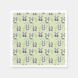 Süßer Panda-Bär-Bambus-Kawaii-Tiermuster Serviette