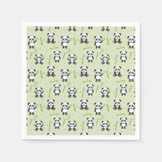 Süßer Panda-Bär-Bambus-Kawaii-Tiermuster Serviette (Vorderseite)