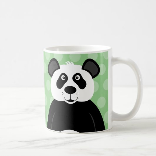 Süßer Panda Bär Grüner Punkt Kaffeetasse (Rechts)