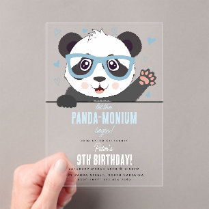 Süßer Panda-Bär Kawaii Jungen-Geburtstagsfeier Acryleinladungen