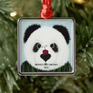 Süßer Panda-Bär-Metall-Weihnachtsschmuck Ornament Aus Metall
