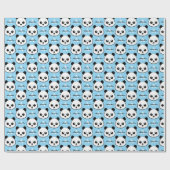 Süßer Panda-Bär – Personalisiertes Monogramm Geschenkpapier (Flach)