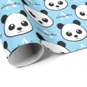Süßer Panda-Bär – Personalisiertes Monogramm Geschenkpapier (Rolleneckpunkt)