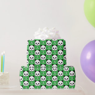 Süßer Panda-Bär – Personalisiertes Monogramm  Geschenkpapier