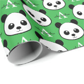 Süßer Panda-Bär – Personalisiertes Monogramm Geschenkpapier (Rolleneckpunkt)