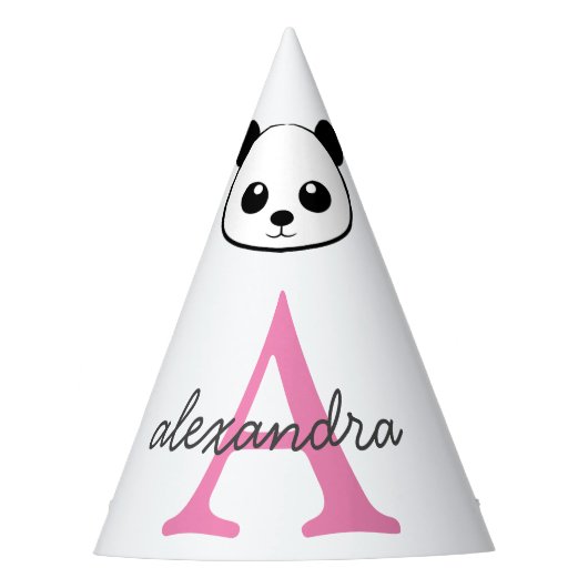 Süßer Panda-Bär – Personalisiertes Monogramm Partyhütchen (Vorderseite)