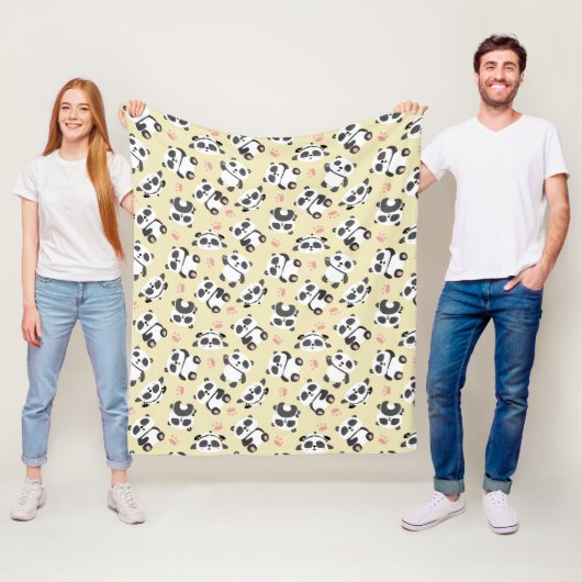 Süßer Panda-Bär-Tatzen-Cream-Hintergrund Fleecedecke (Beispiel)