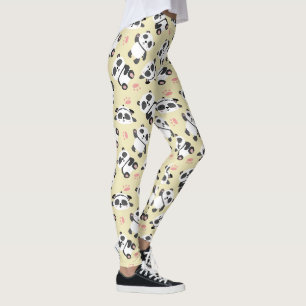 Süßer Panda-Bär-Tatzen-Cream-Hintergrund Leggings