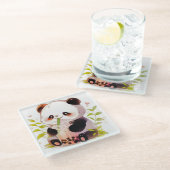 Süßer Panda Bubble Tea Untersetzer | Kawaii Boba P (Schrägansicht)