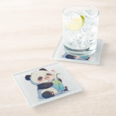 Süßer Panda Bubble Tea Untersetzer | Kawaii Boba P (Schrägansicht)