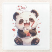 Süßer Panda Bubble Tea Untersetzer | Kawaii Boba P (Vorderseite)