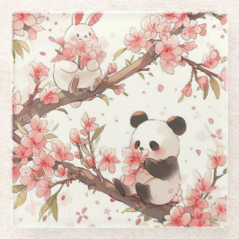 Süßer Panda & Bunny Kirschblüten Untersetzer | Kaw