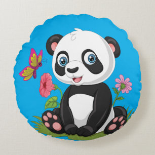 Süßer Panda-Cartoon Rundes Kissen