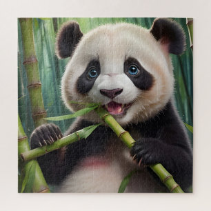 Süßer Panda, der Bambus frisst Puzzle