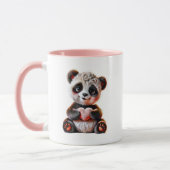 Süßer Panda, der ein rosa Herz hält. Tasse (Links)