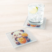 Süßer Panda, der Orangensaft trinkt Untersetzer | (Schrägansicht)