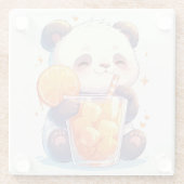 Süßer Panda, der Orangensaft trinkt Untersetzer | (Rückseite)