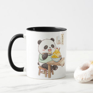 Süßer Panda, der taiwanesisches Mango-Shaved-Ice i Tasse