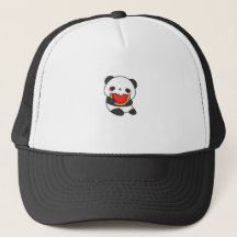 Süßer Panda, der Wassermelone isst, Cartoon-Hat
