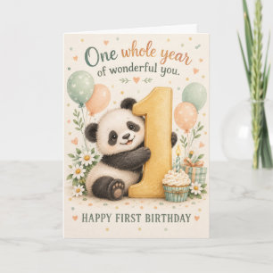 Süßer Panda Ein Wundervolles Jahr Erster Geburtsta Karte