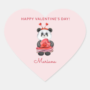 Süßer Panda Frohen Valentinstag Party Favors Herz-Aufkleber